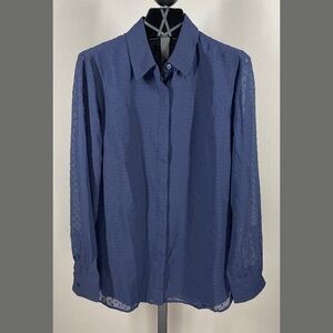 NEW Talbots Shirt Womens Small Blue Button Up Dot